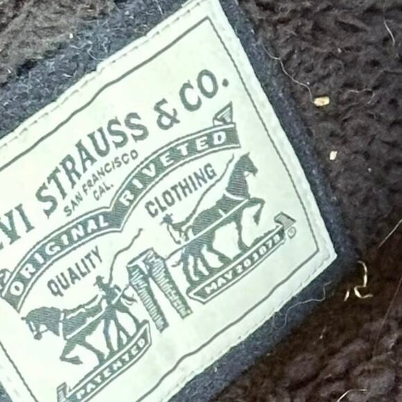 Mens Coat Size Medium Fleece Lined Levi Black - Picture 4 of 8